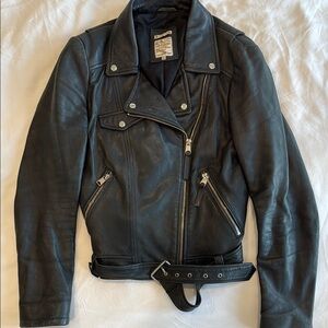 Zara Black Leather Biker Jacket